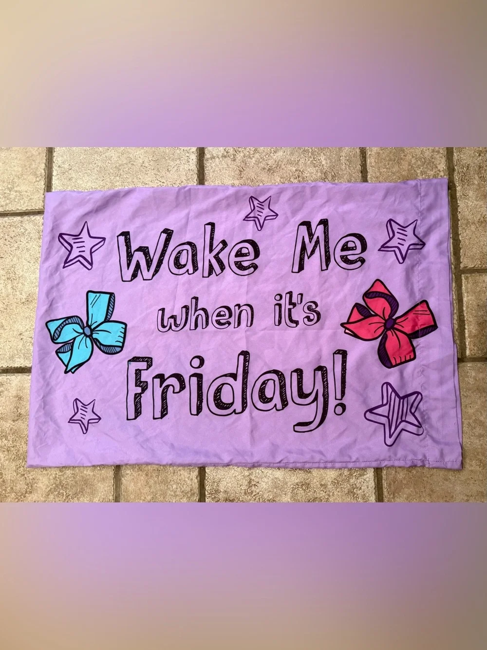 JoJo Siwa Purple Pillowcase with Pink and Teal Bows